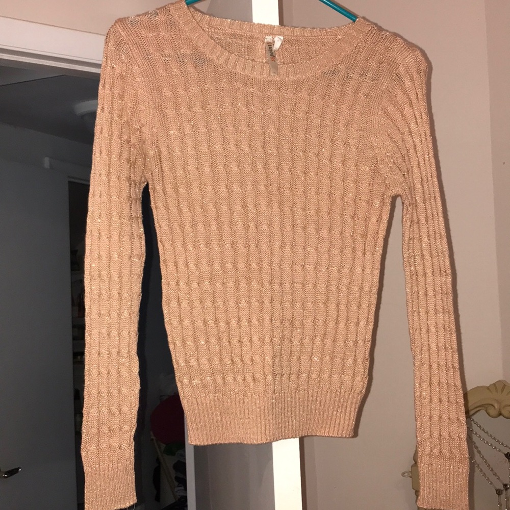 Peach and Gold Sparkle Sweater